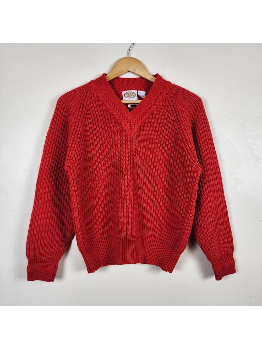 PICKET & POST Vintage 1990s Women's Red 100% Acrylic Sweater Medium Pullover USA
